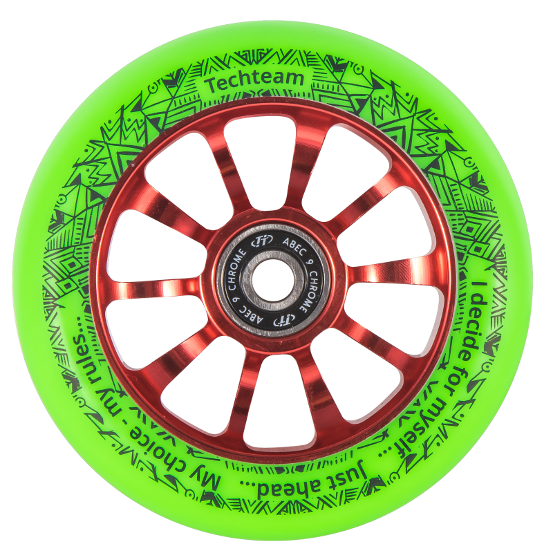 Колесо самоката паркового ф 100 мм, Winner, AL, подш. Abec - 9, TТ красный-зеленый