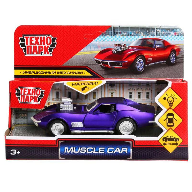 Машина MUSCLE-12SL-MIX, металл,  MUSCLE CAR, инерц, Технопарк