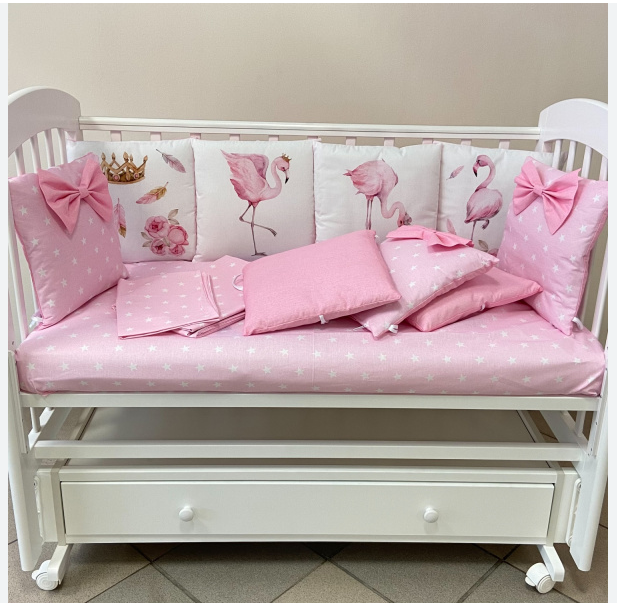 Комплект в кровать ш4265/0 "Лапусяки" без балдахина ("Фламинго" розовый)