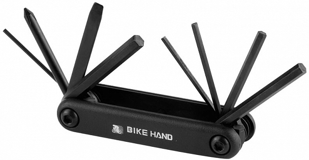 Мультитул, шестигр. 2/2,5/3/4/5/6 мм, отверт, черные, BIKE HAND YC-270, 230034