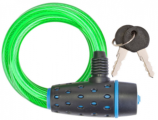 Противоугонка ключ L 1800мм, ф 8мм, St. 87318, черно-зеленая, 540057