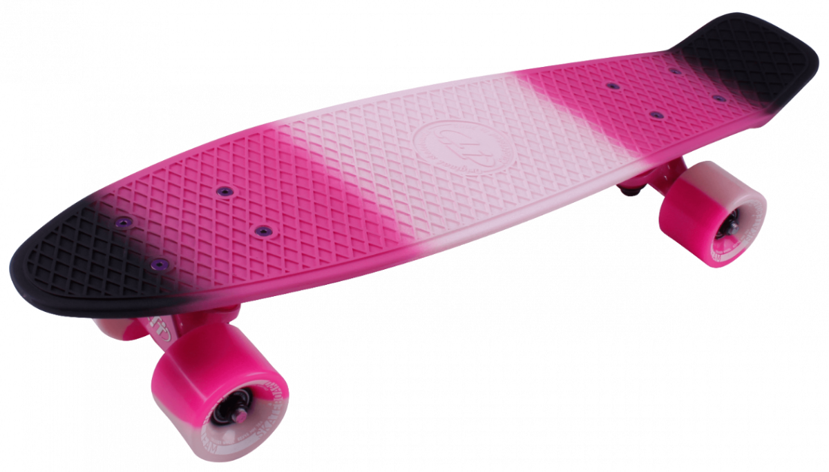Скейт-Пениборд ТT Muiticolor 22 (дэка пл. 56х15), pink/black, Abec 7 Chrome