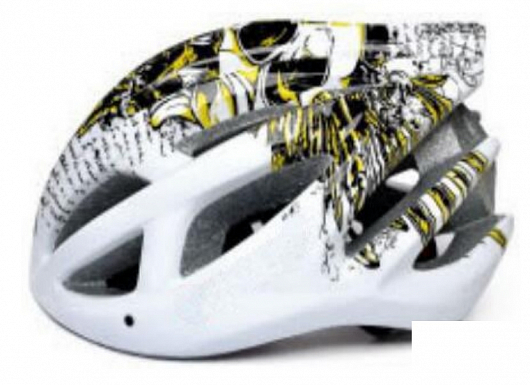 Шлем ВЕЛО защит. FSD-HL007 (in-mold) (L) 54-61 см, жёлто-белый, 600310