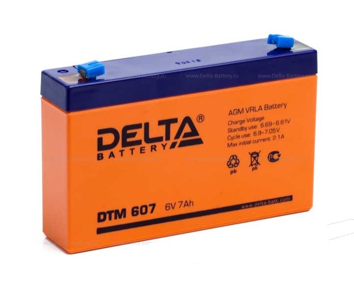 АКБ 6V 7AH, DELTA DTM-607, AGM, 150х35х95 мм, 1188 гр, эл. мобиль