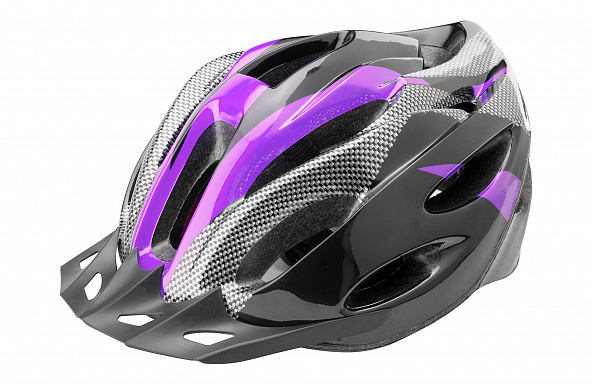Шлем ВЕЛО защит. FSD-HL021 (out-mold) (L) 58-60 см, чёрно-пурпурный 600124