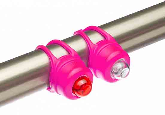 Фонари перед+задн. силикон, JY-320F+T, 1/1 LED, 2 реж, 4xCR2032, розовые, 560138