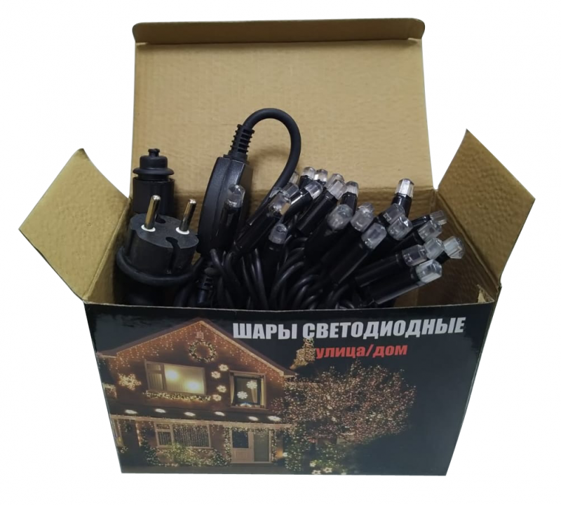 Гирлянда 10 м, 6 граней 3 цвета, 100 LED, 1 режим. УЛИЧНАЯ Гирлянда 10 м, 6 граней 3 цвета, 100 LED, 1 режим. УЛИЧНАЯ