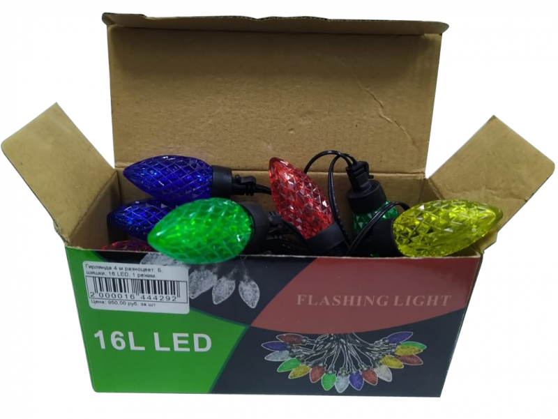 Гирлянда 4 м разноцвет. Б. шишки, 16 LED, 1 режим. Гирлянда 4 м разноцвет. Б. шишки, 16 LED, 1 режим.