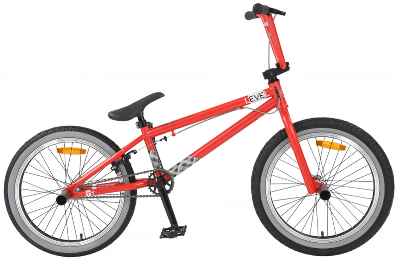 20д. BMX TechTeam Level, 1ск, V-BRAKE, рама сталь, 48 сп, 4 пэги, алый 20д. BMX TechTeam Level, 1ск, V-BRAKE, рама сталь, 48 сп, 4 пэги, алый